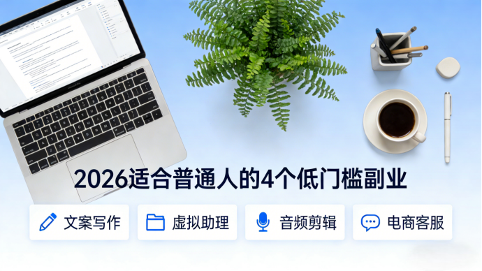 2026 适合普通人的 4 个低门槛副业，不用露脸